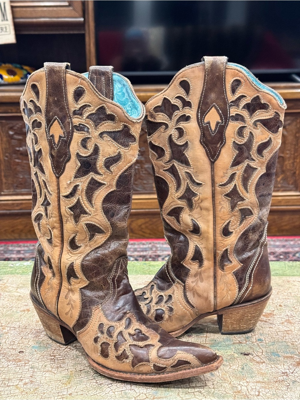 Two-Tone CORRAL VINTAGE  Brown Leather Western Heeled Boots